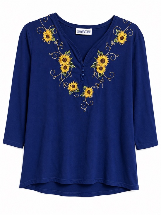 Liberty Lane Tops - Women's Royal Blue Boatneck Top - Classic 3/4 Sleeve LP